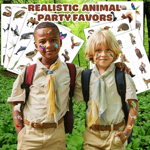 96 PCS Safari Animal Temporary Tattoos – Realistic Designs
