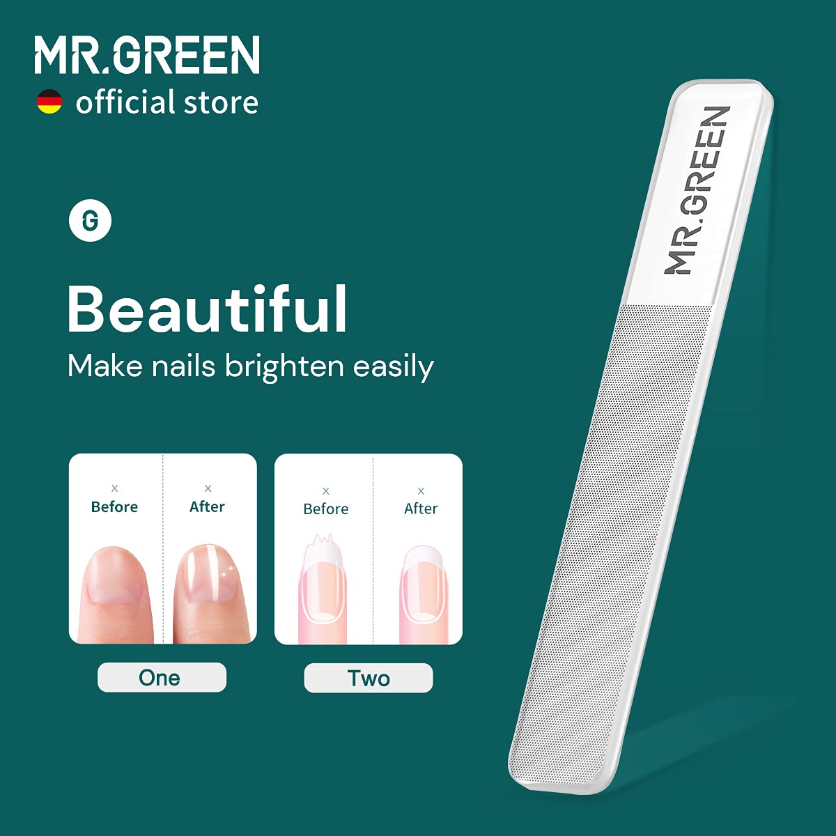 MR.GREEN Nail Clippers Curved Blades Fingernail Cut Nippers Manicure Scissors Stainless Steel Pedicure Tools (Medium+Glass File)