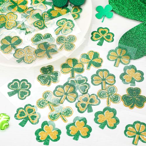 Panelee 120 Pcs St. Patrick's Day Face Temporary Shamrock Glitter Sticker Clover Temporary Stickers Kids Body Stickers Three Leaf Shamrock Lucky for St. Patrick's Day Irish Party Costume Accessory