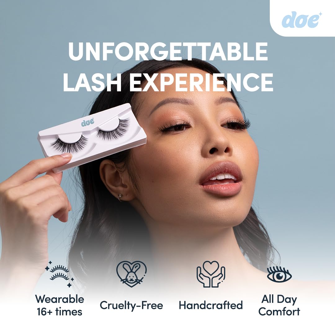 Morning Dew - Reusable 15 Wears, Natural Looking Vegan False Lashes, Handmade from Korean Silk. Lightweight Cruelty Free Eyelash for Everyday Look - 1 Pair