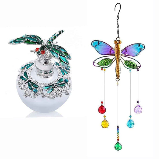 Dragonfly Glass Perfume Bottle and Hanging Crystal Suncatcher Pendant3