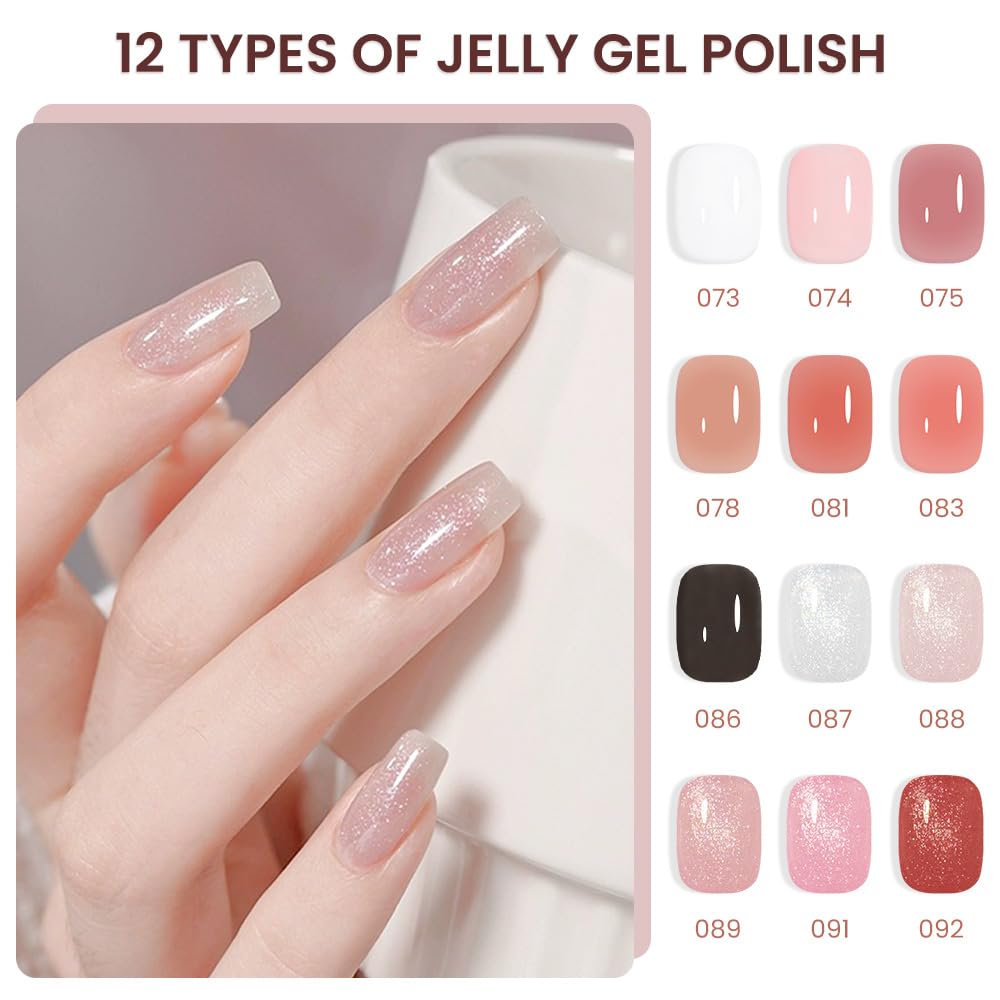 XZMeiLun Glitter Sheer Nude Pink Gel Nail Polish,UV Light Cure Glitter Sheer Nude Pink Gel Polish for Nail Art DIY French Salon Manicure and Pedicureat Home, Holiday Gift for Women