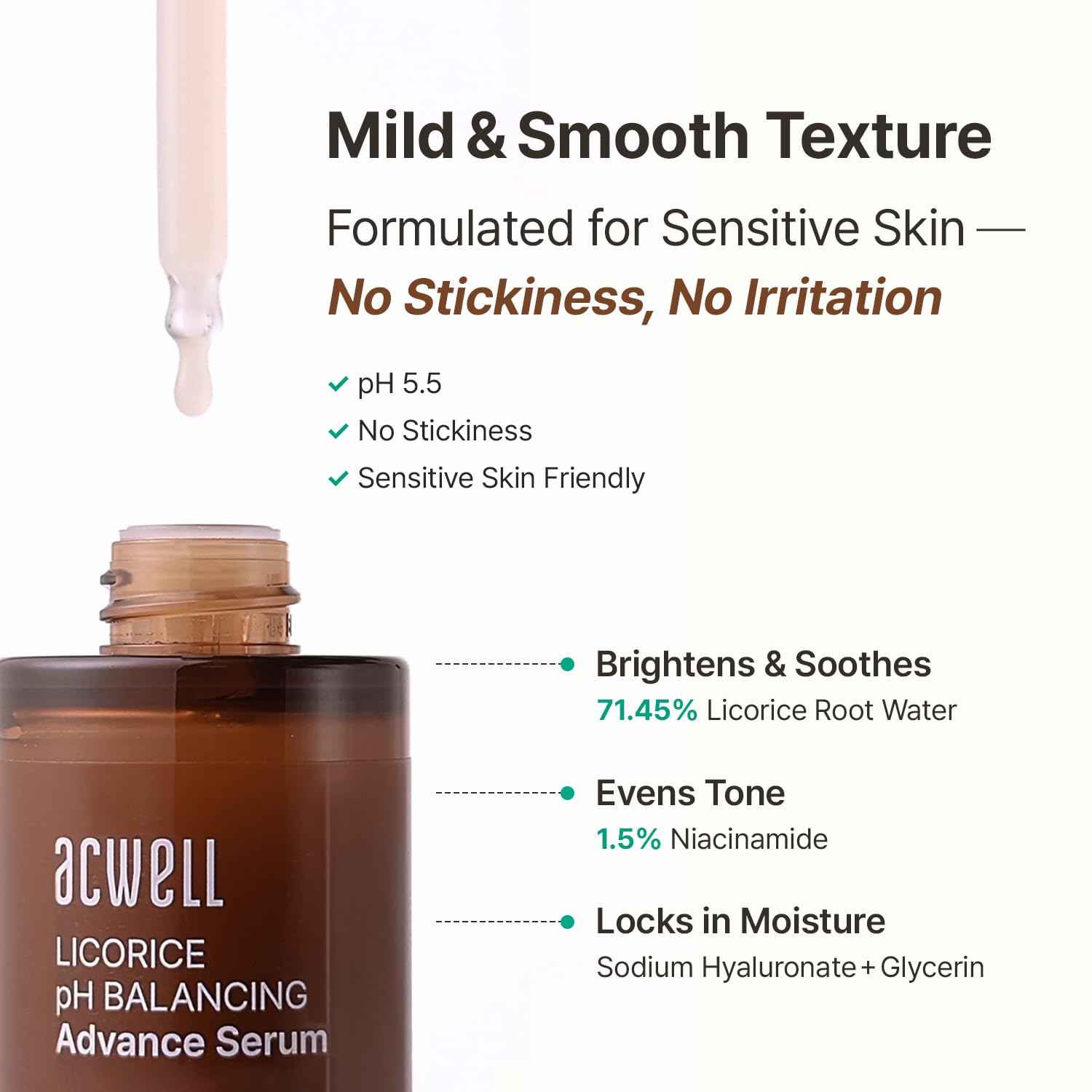 ACWELL Licorice pH Balancing Advanced Facial Serum Ampoule 1.01 fl.oz. - Radiance and Dark Spot care Face Serum for Dull Skin, Reduces Acne and Blemishes, Minimizes Fine Lines, Healthy Glow Skin