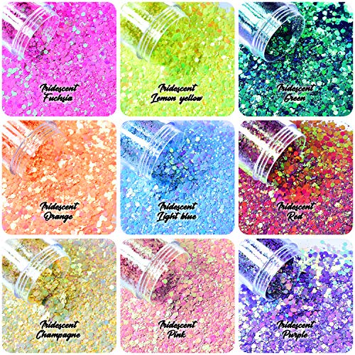 Body Glitter Wenida 9 Colors 190g Holographic Iridescent Cosmetic Festival Makeup Chunky Powder for Nail Hair Eye Face