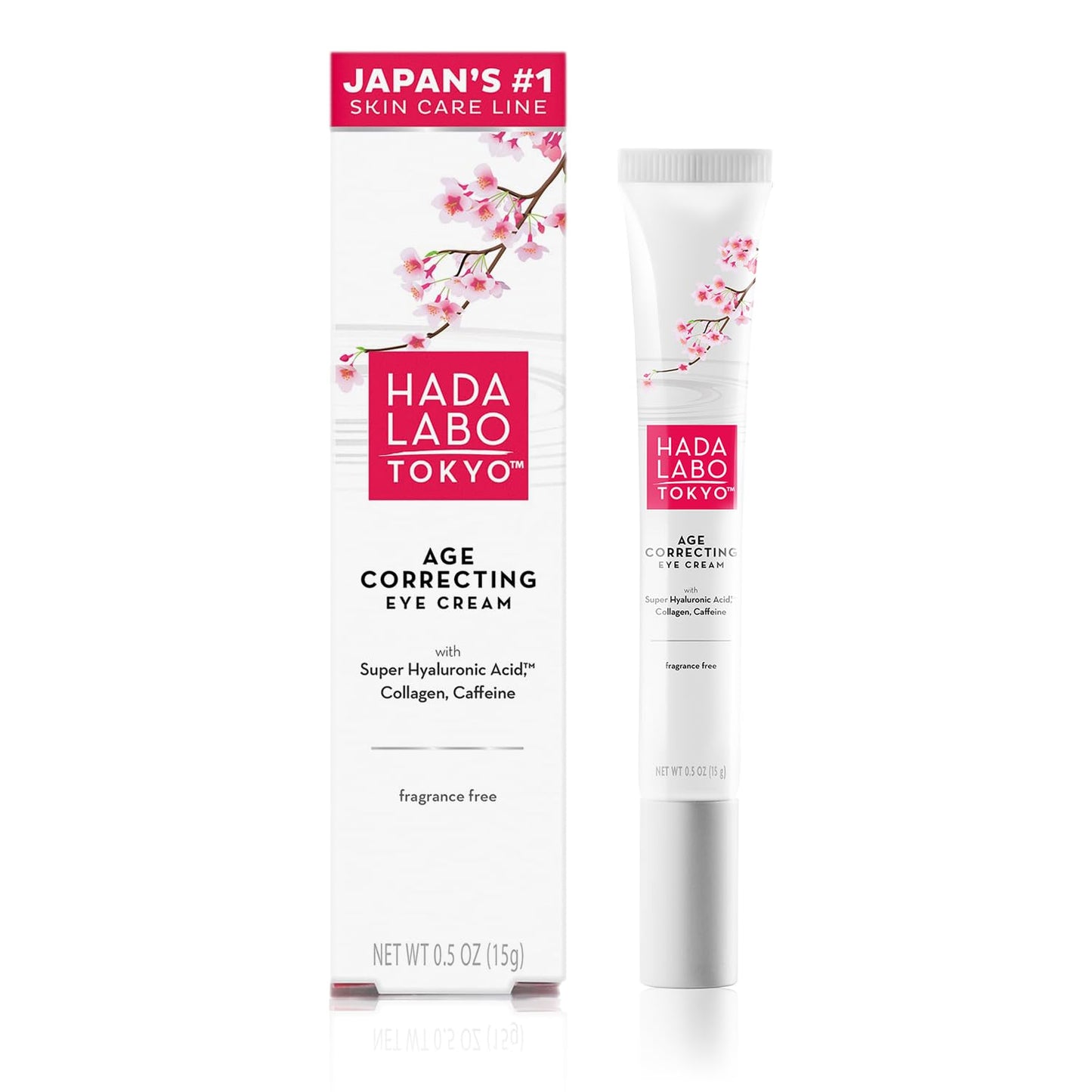 Hada Labo Tokyo Age Correcting Eye Cream, Anti-Aging Super Hyaluronic Acid, Collagen & Caffeine Reduce Wrinkles, Dark Circles & Under Eye Puffiness, Lift, Firm & Brighten Eyes, 0.5 oz