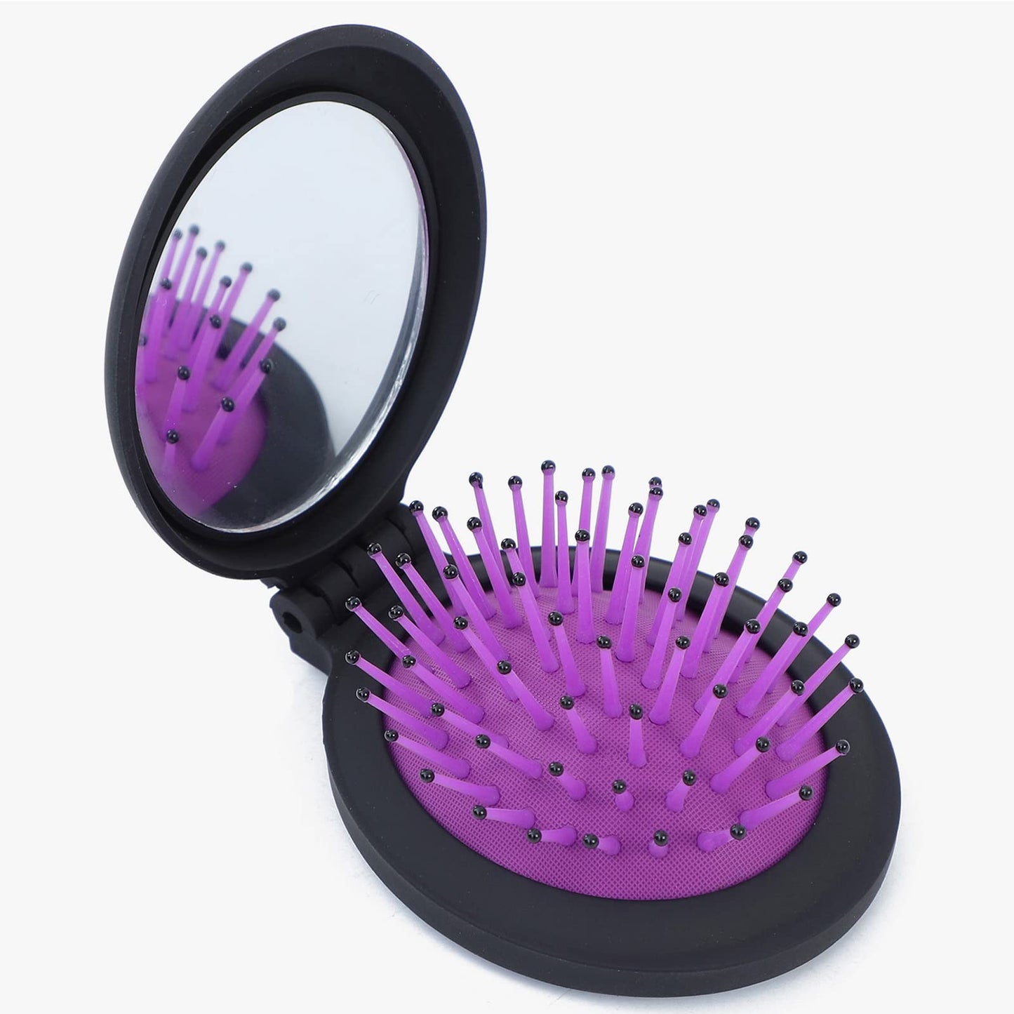 Abellee Hair Brush, Mini Travel Hair Brush for Women, Small Folding Hairbrush with Mirror, Purple