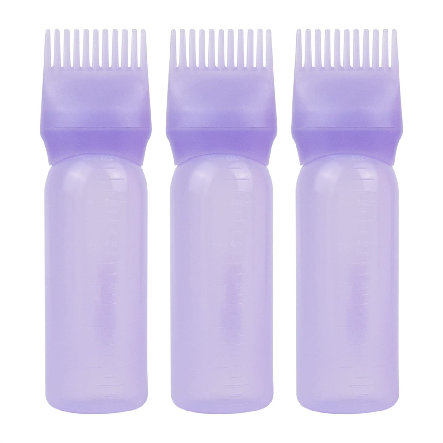 AUEAR, 3 Pack 6 Ounce Applicator Bottle Root Comb Hair Dye Bottle for Hair Coloring Dye Salon Care Plastic Squeeze with Graduated Scale