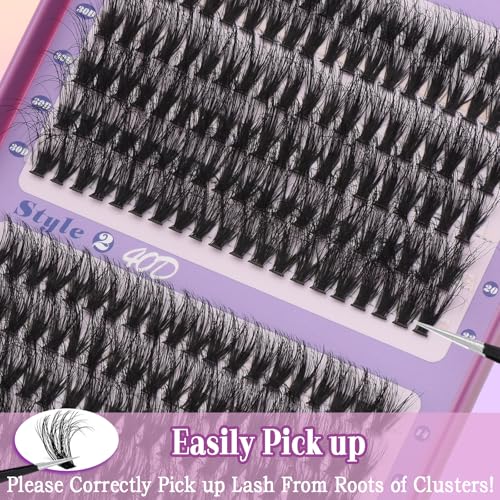 Lash Cluster with Bottom Lashes 14-22mm Long 30D+40D Thick Cluster Eyelash Extensions Flat D C Volume 276Pcs Individual Lashes Soft Wispy False Eyelashes DIY Lash Extension, by Hushlibaby