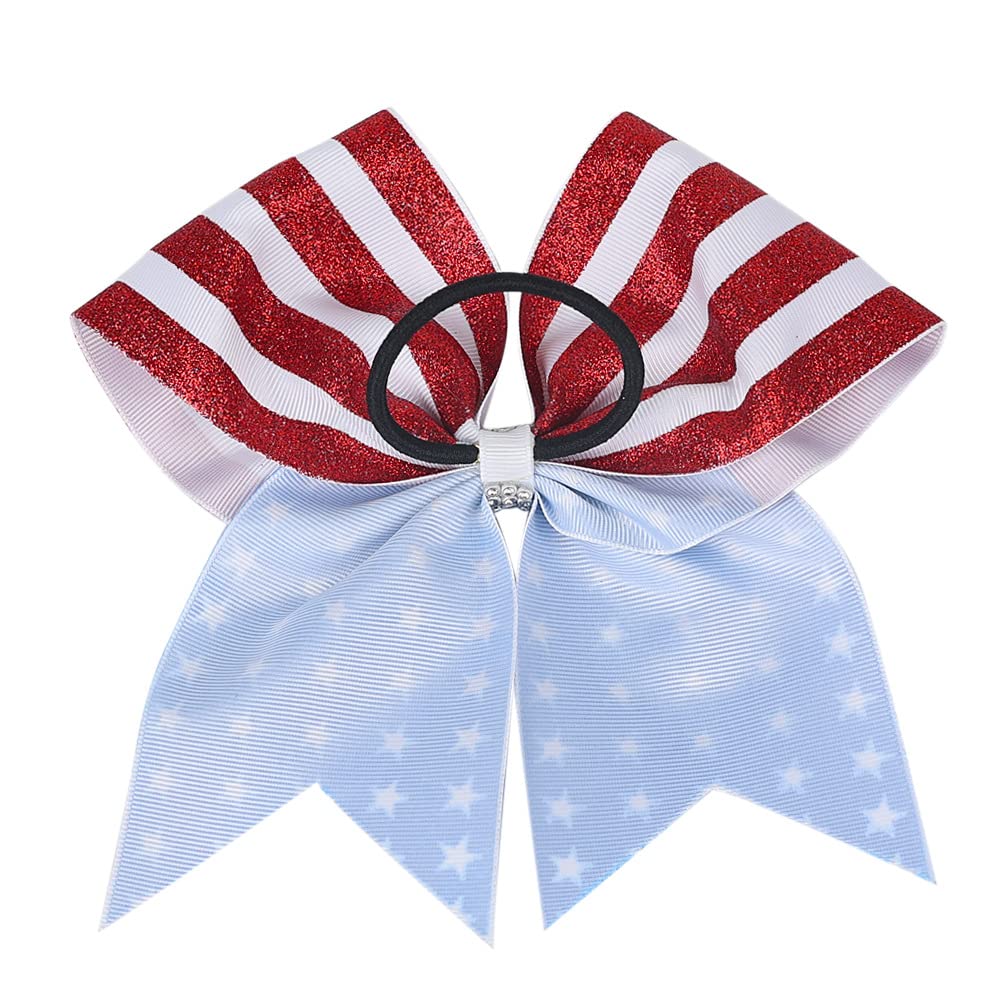 Independence Day Ponytail Holder Girls Cheer Bow Hair Rope Holiday Hair Ring Tie JHN33 (2 Pcs-Set C)