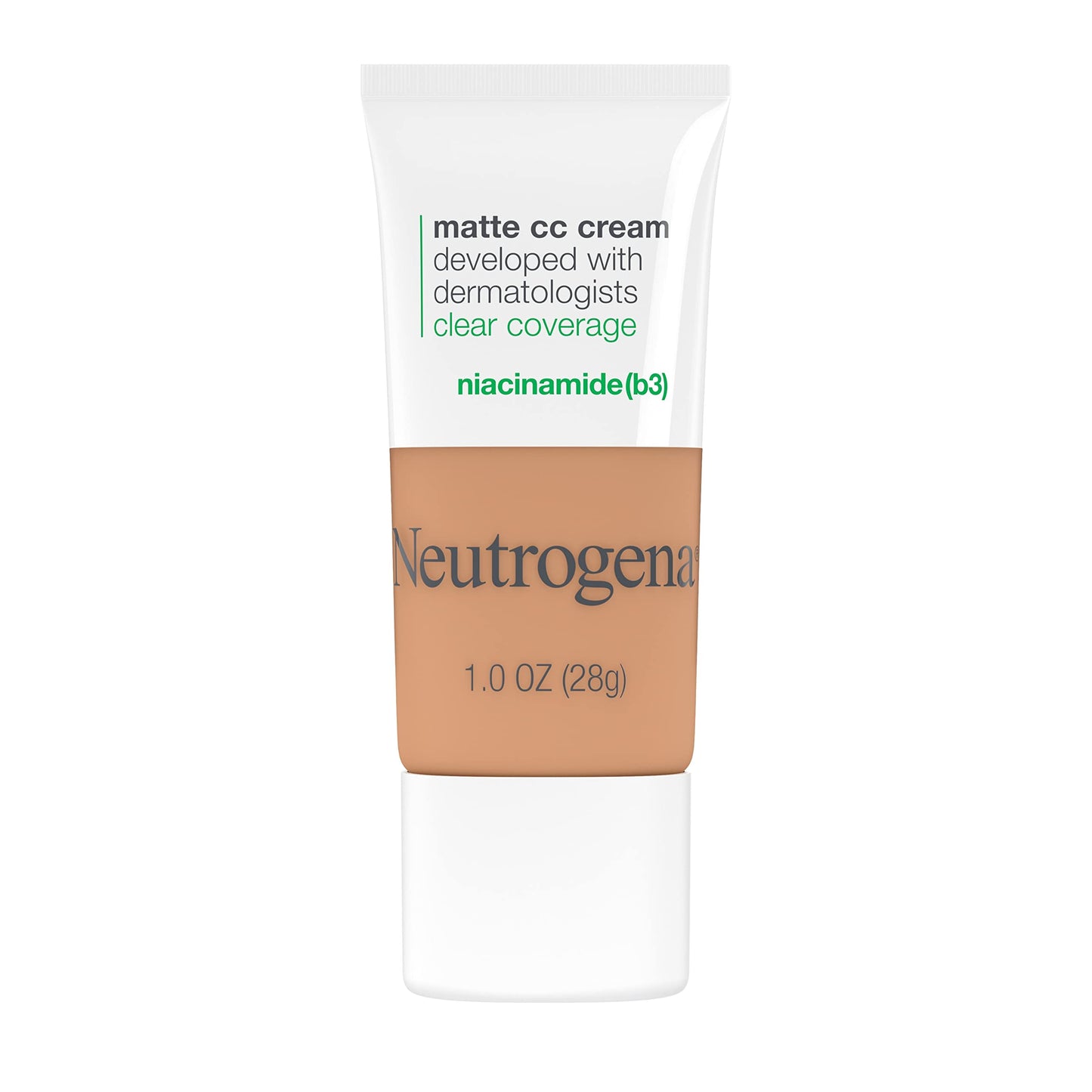 Neutrogena Clear Coverage Flawless Matte CC Cream, Full-Coverage Color Correcting Cream Face Makeup with Niacinamide (b3), Hypoallergenic, Oil Free & -Fragrance Free, Wheat, 1 oz