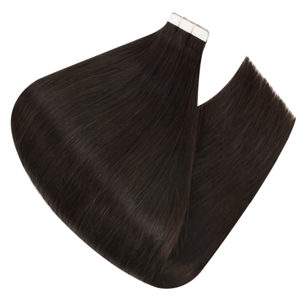 Ugeat Human Hair Tape in Extensions Brown Hair Extensions Real Human Hair Dark Brown Tape in Straight Remy Hair Extensions Invisible Double Sided Tape in Hair Extensions for Women 18Inch 20pcs 50G