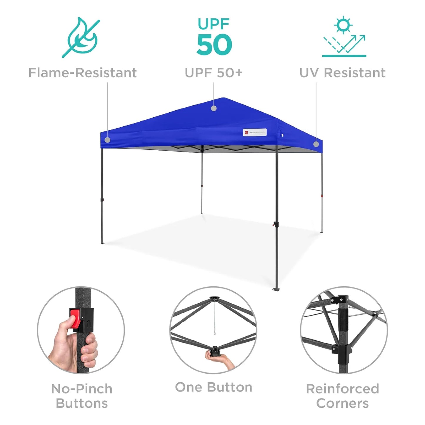 Best Choice Products 8x8ft 1-Person Setup Pop Up Canopy Tent Instant Portable Shelter w/ 1-Button Push, Case, 4 Weight Bags - Resort Blue