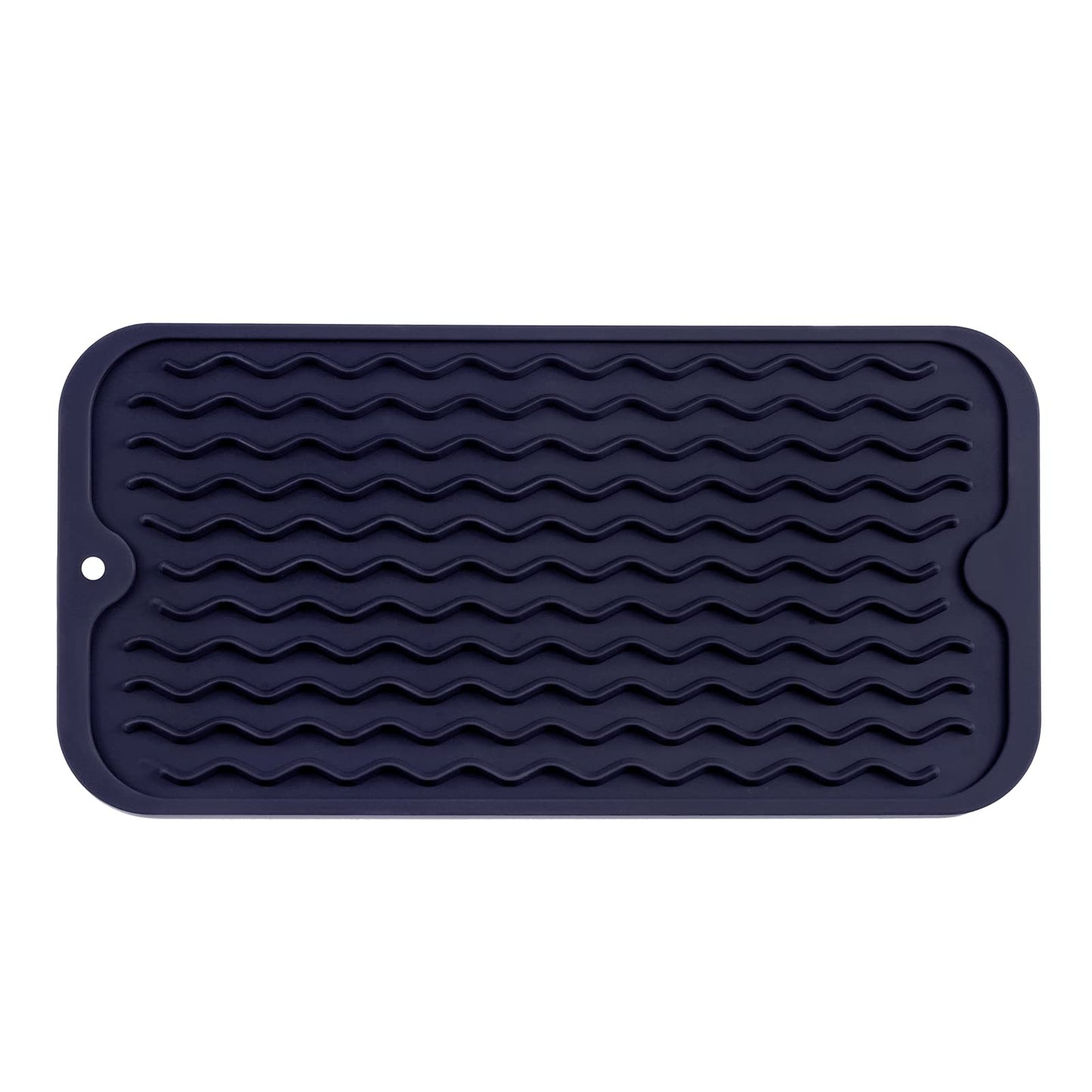 MicoYang Silicone Dish Drying Mat for Multiple Usage,Easy clean,Eco-friendly,Heat-resistant Silicone Mat for Kitchen Counter,Sink,Bar,Bottle,or Cup Navy Blue S 12inches x 6 inches