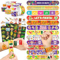 96 PCS Mexican Fiesta Party Favors ? 72 Glow & Regular Tattoos + 24 Slap Bracelets, Perfect for Cinco de Mayo, Birthdays & Cultural Celebrations