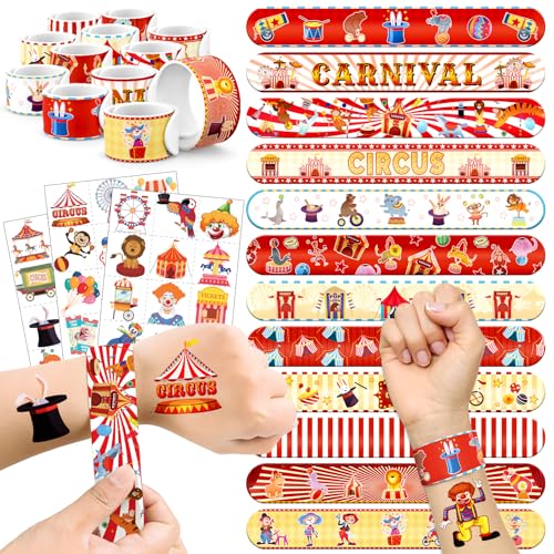 Carnival Party Favors Set - 60 PCS Tattoos & Slap Bracelets