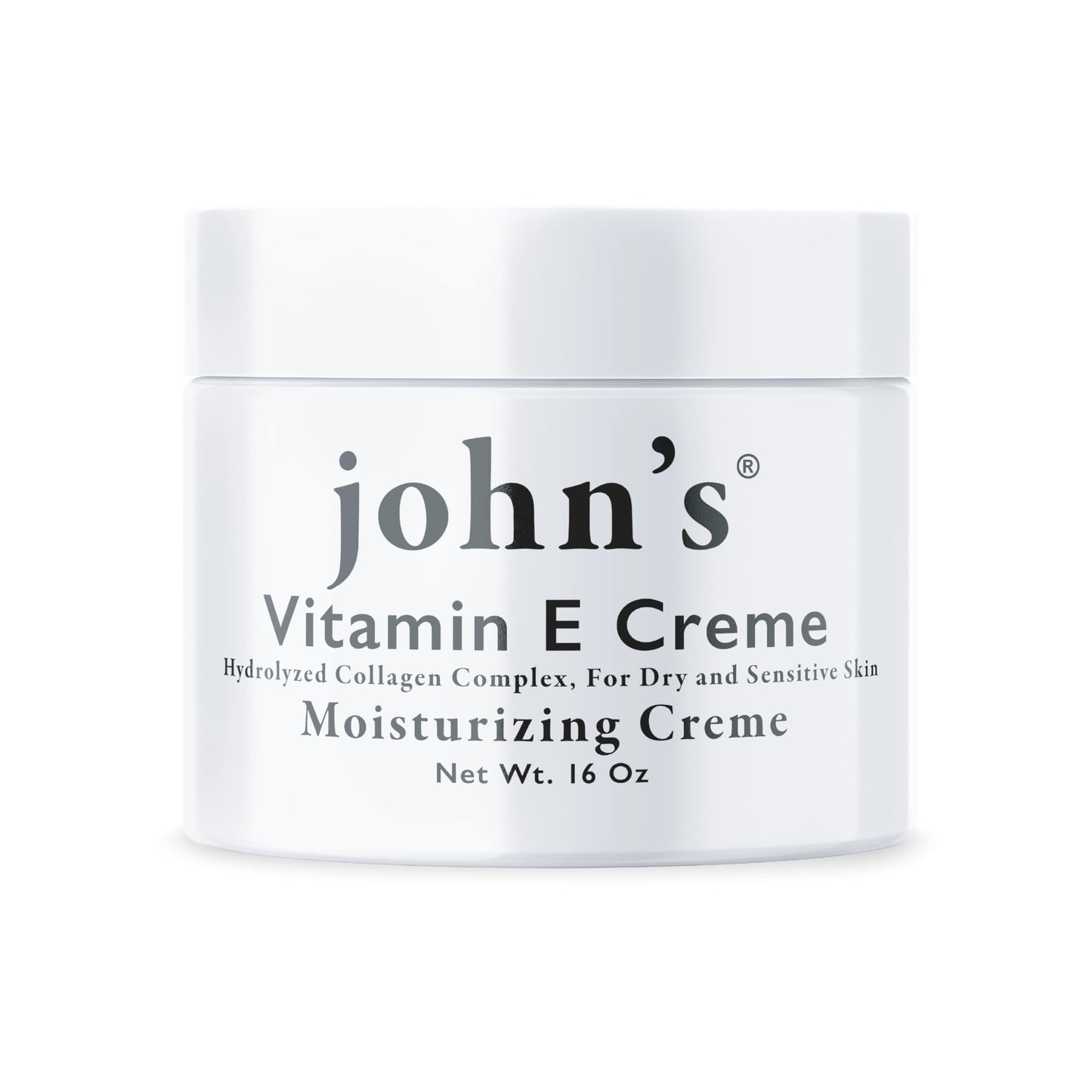 John's Vitamin E, A & D Moisturizer – 16 oz Skin Cream with Hydrolyzed Collagen & Aloe for Dry, Sensitive Skin – Vitamin Cream for Face & Body – Paraben-Free Vitamin E Creme