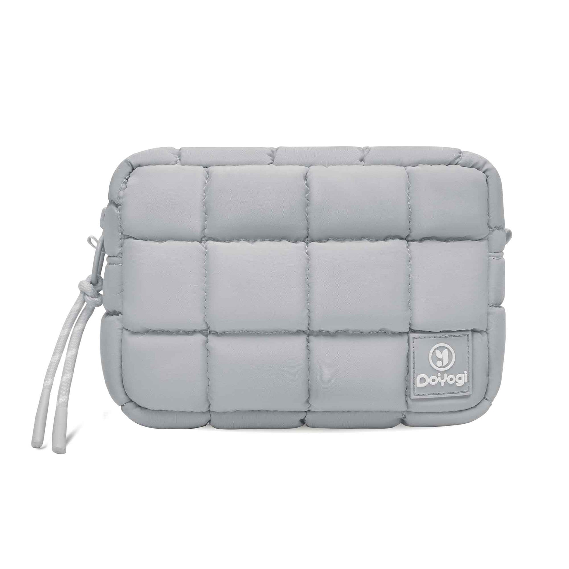 DOYOGI Quilted Cosmetic Bag, Puffer Makeup Bags, Crossbody Purses for women,Cute Travel Toiletry Bag for Women (Grey)