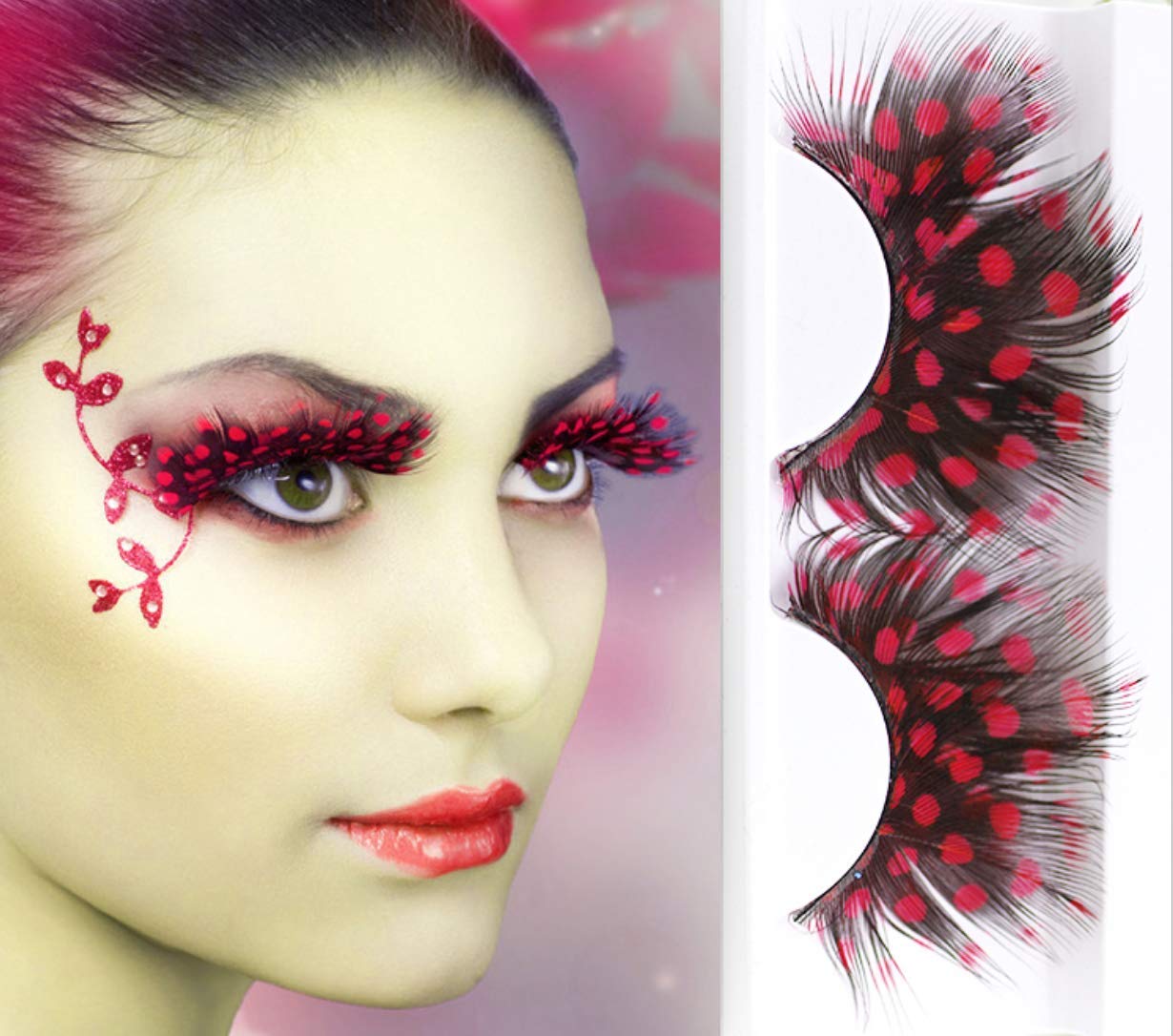 Dorisue feather eyelashes Red lashes Minnie Eyelash Red Jessica Rabbit Wonderwoman Black widow custume eyelashes