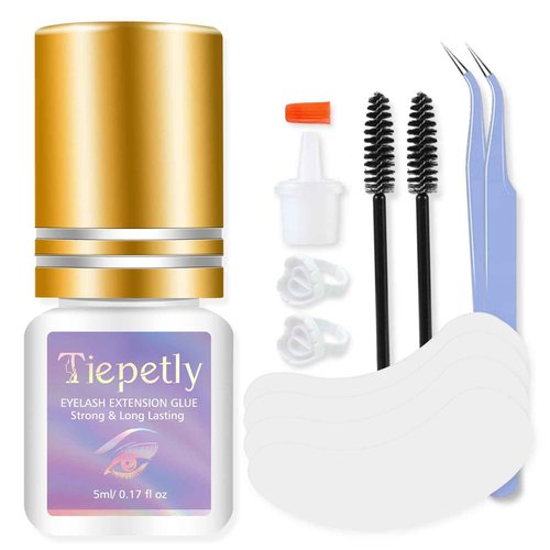 Extra Strong Black Eyelash Extension Glue, Strong Lash Extension Glue Professional Use Only, Long-Lasting and Fast-Drying, Up to 8 Weeks Retention (5ml)