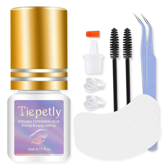 Extra Strong Black Eyelash Extension Glue, Strong Lash Extension Glue Professional Use Only, Long-Lasting and Fast-Drying, Up to 8 Weeks Retention (5ml)