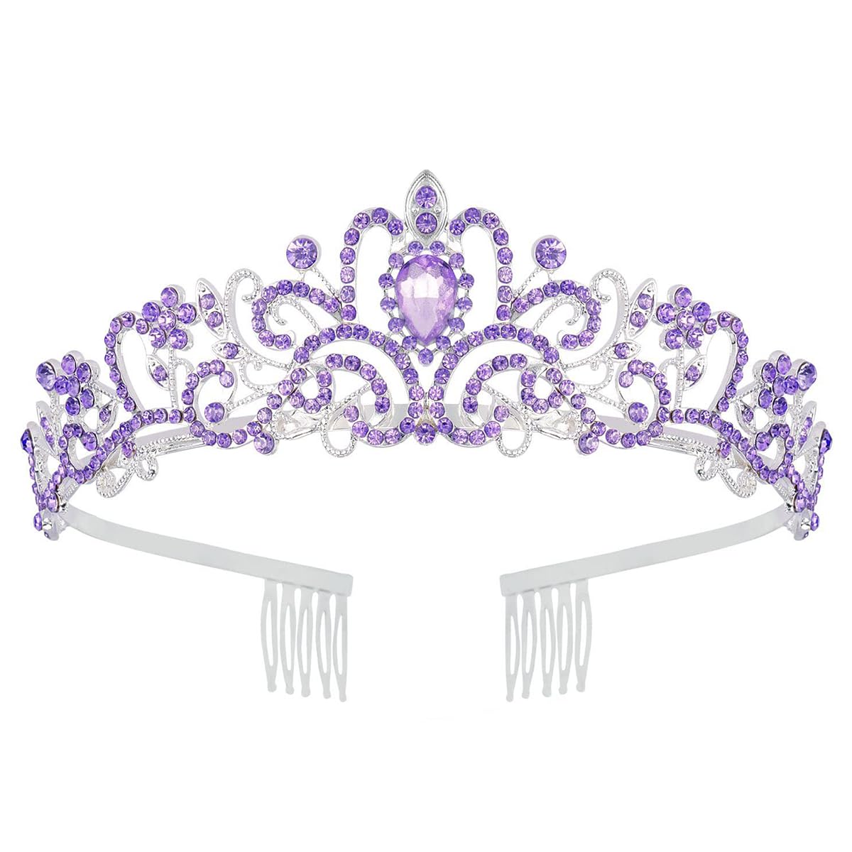 Papoopy Tiara Crown for Women, Headband Hair Accessories for Birthday Wedding Party Costume Purple