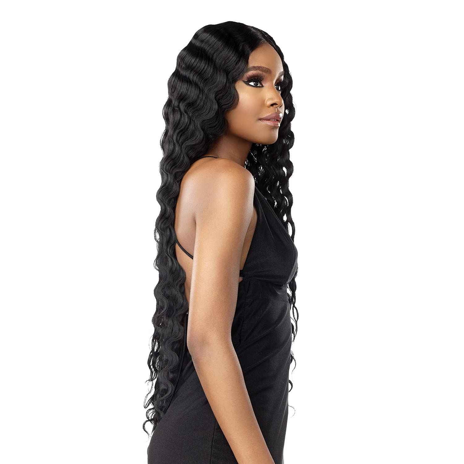 Sensationnel Vice Lace Front Wigs - Unit 6 5 Inch Deep Part Synthetic Preplucked Hairline (1 JETBLACK)