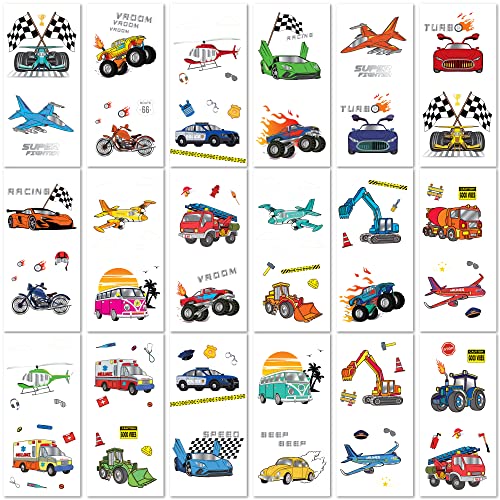 PapaKit 36 Pc Vehicle Temporary Tattoo Set - 18 Sheets