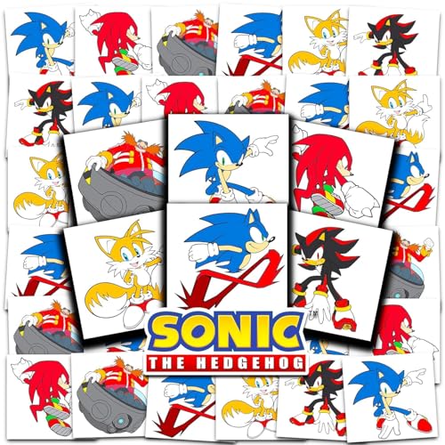 Sonic Temporary Tattoos for Kids - 72 Pack Party Favors