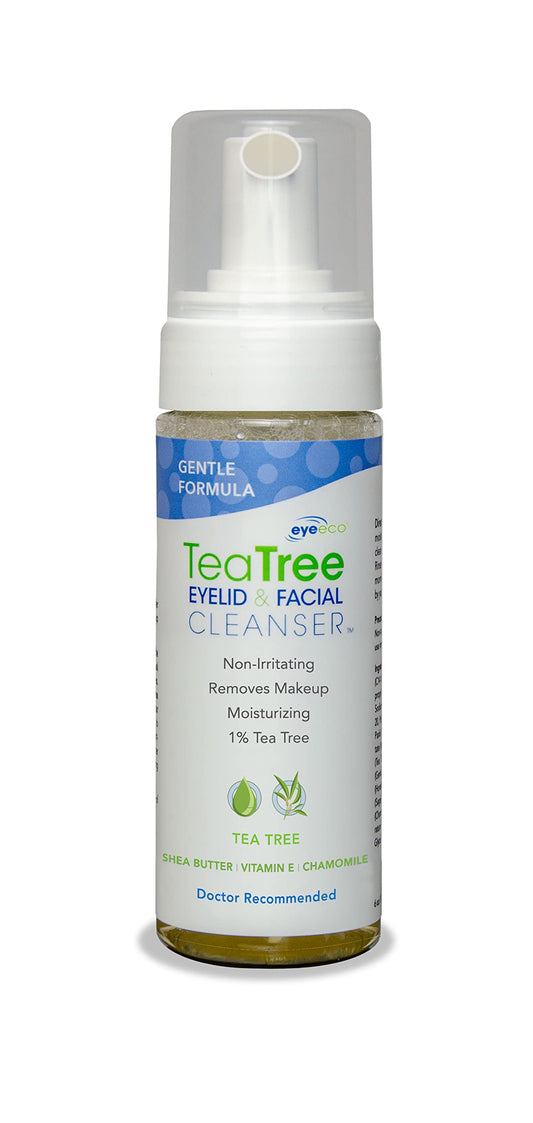 Eye Eco Gentle Formula Tea Tree Eyelid and Facial Cleanser – Non-Irritating, Foaming Face Cleanser with Tea Tree Oil, Chamomile & Shea Butter – Helps Skin Feel Clean and Healthy – 180mL