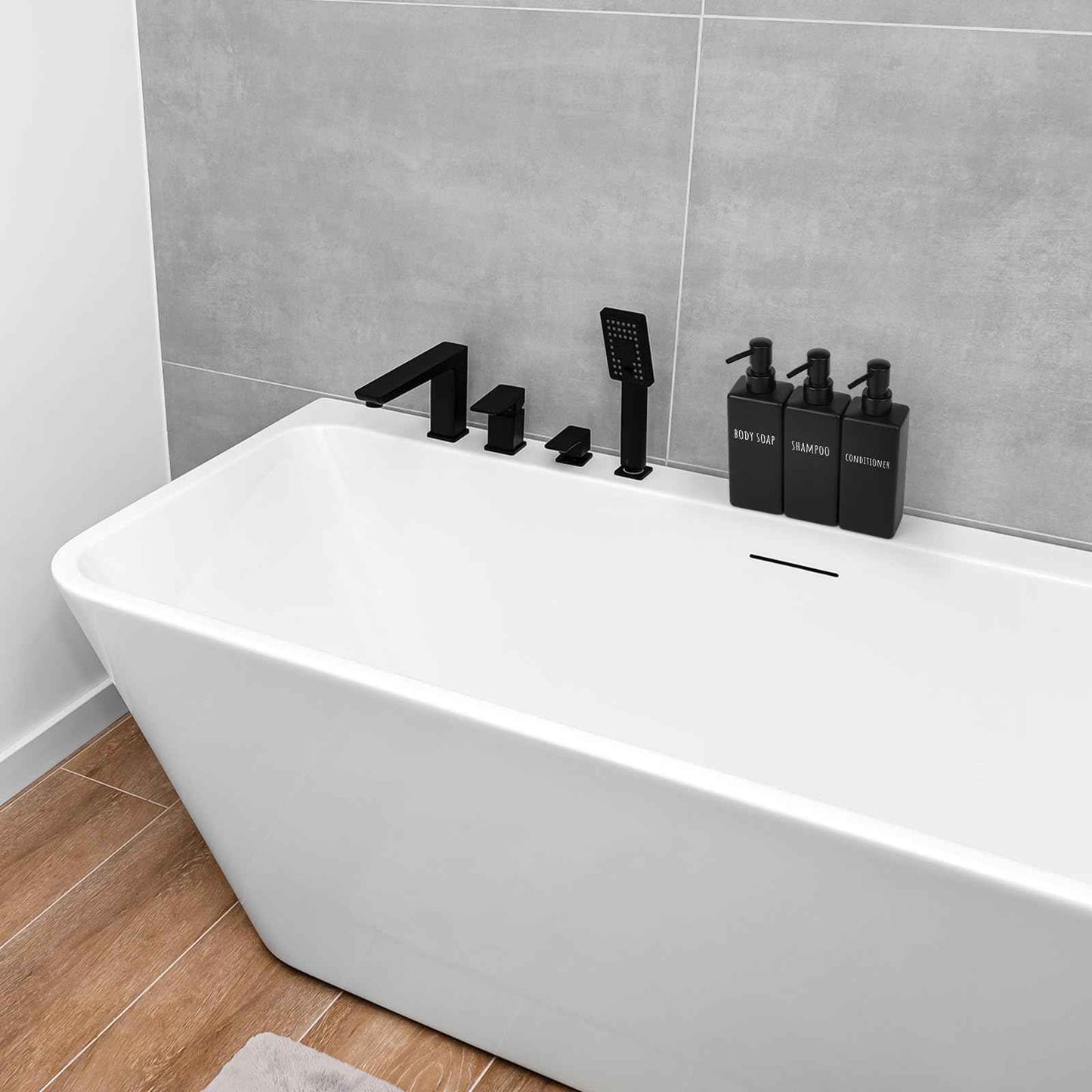 Segbeauty 6 Pack Matte Black Soap Dispenser, Plastic Square Shower Soap Dispenser, 16.9 oz Refillable Shampoo and Conditioner Bottles, 500 ml Empty Bathroom Countertop Soap Dispensers for Modern Hotel