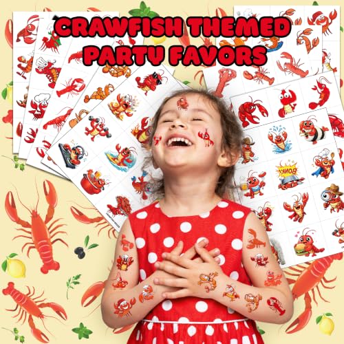 120 PCS Crawfish Boil Temporary Tattoos Pre-Cut Party Favors