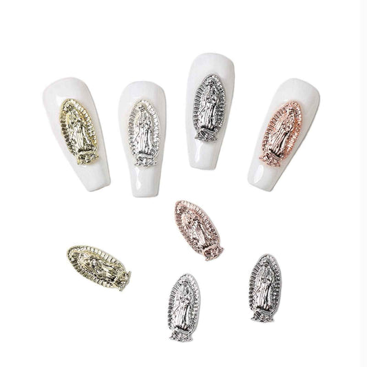 20PCS 3D Embossed Virgin Mary Nail Charms, Virgen De Guadalupe Diamonds Nail Art Decoration and Jewelry Making for Women Colorful