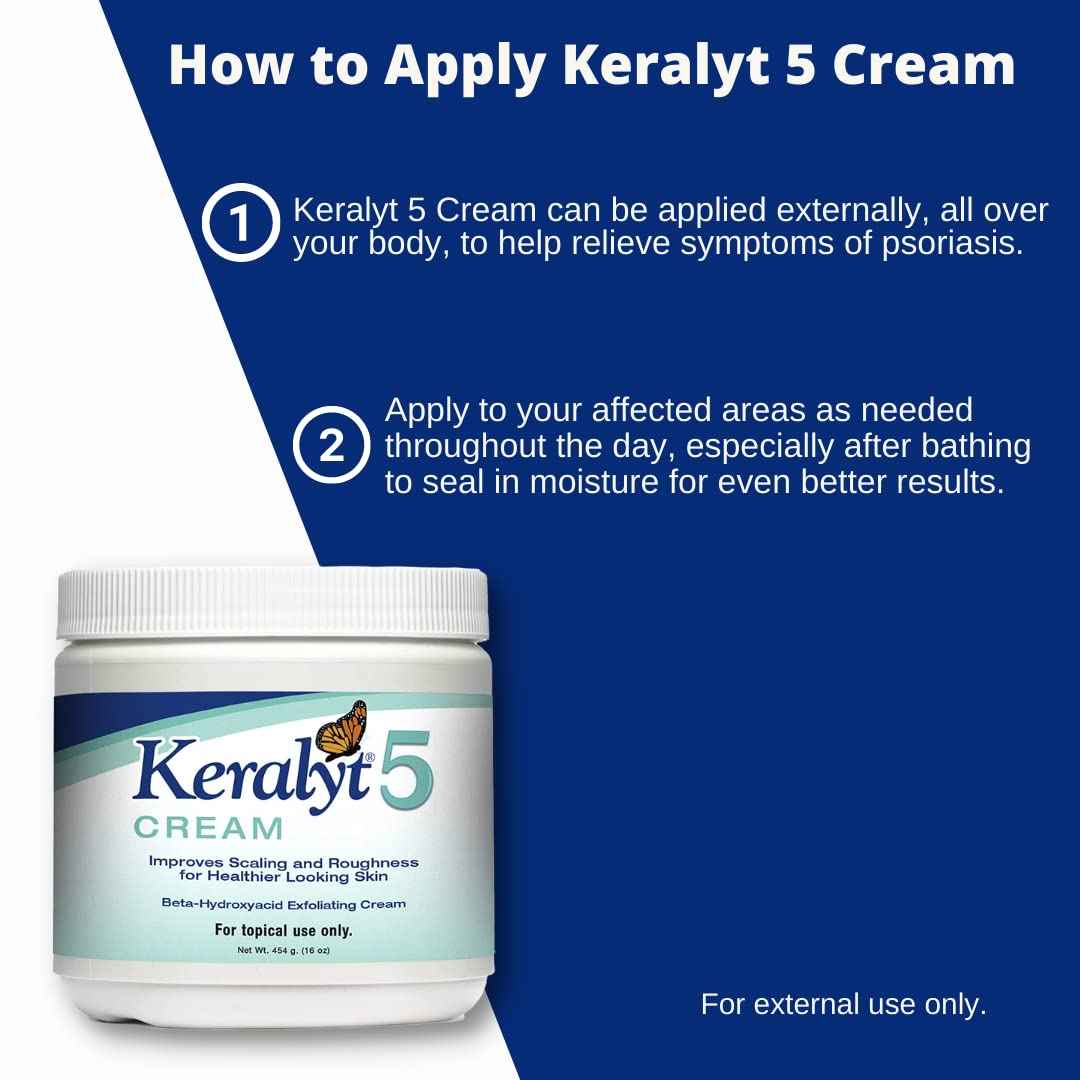 Keralyt 5 Psoriasis Cream - Full Body 5% Salicylic Acid Exfoliating Skin Lotion - Promotes Relief from Itchy, Redness, Dryness, Roughness, and Flakey Skin