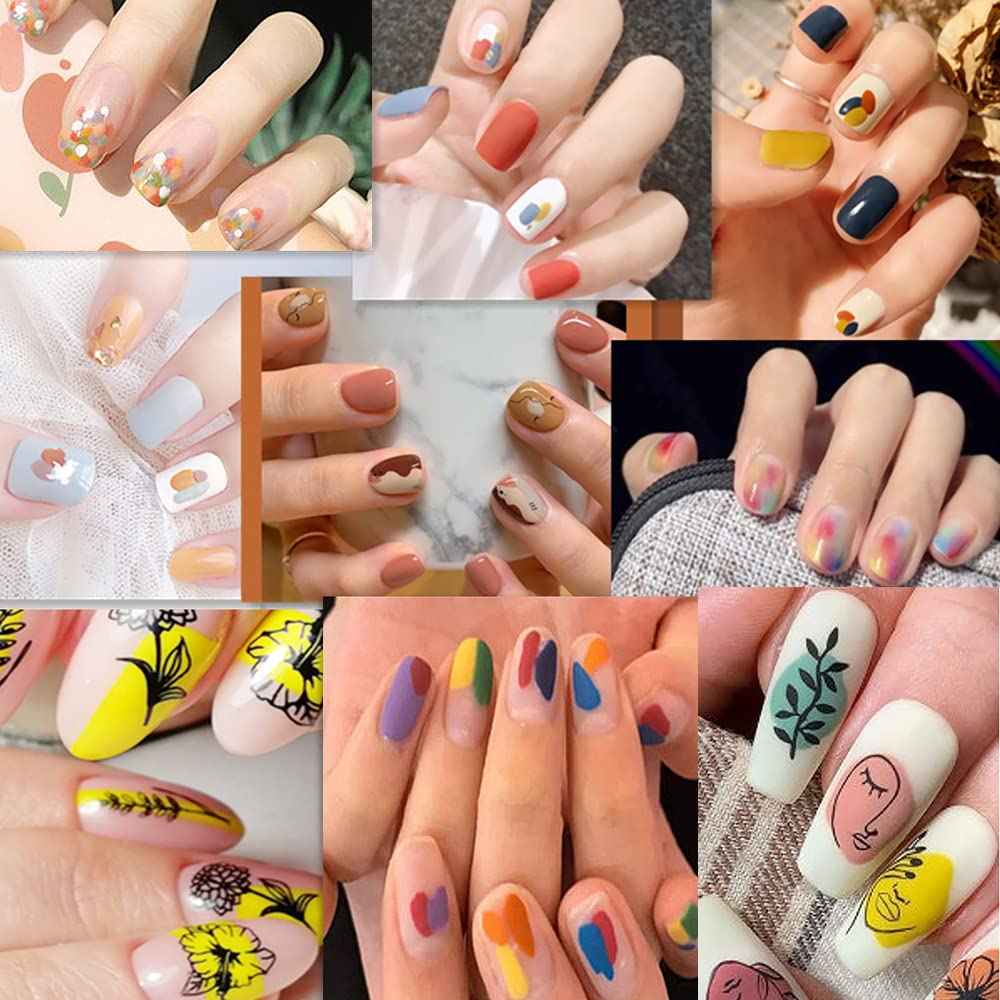 Graffiti Fun Nail Art Stickers, Abstract Nail Decals 3D Self-Adhesive Abstract Lady Face Rose Leaf Nail Design Manicure Tips Nail Decoration for Women Girls Kids(6Sheets)