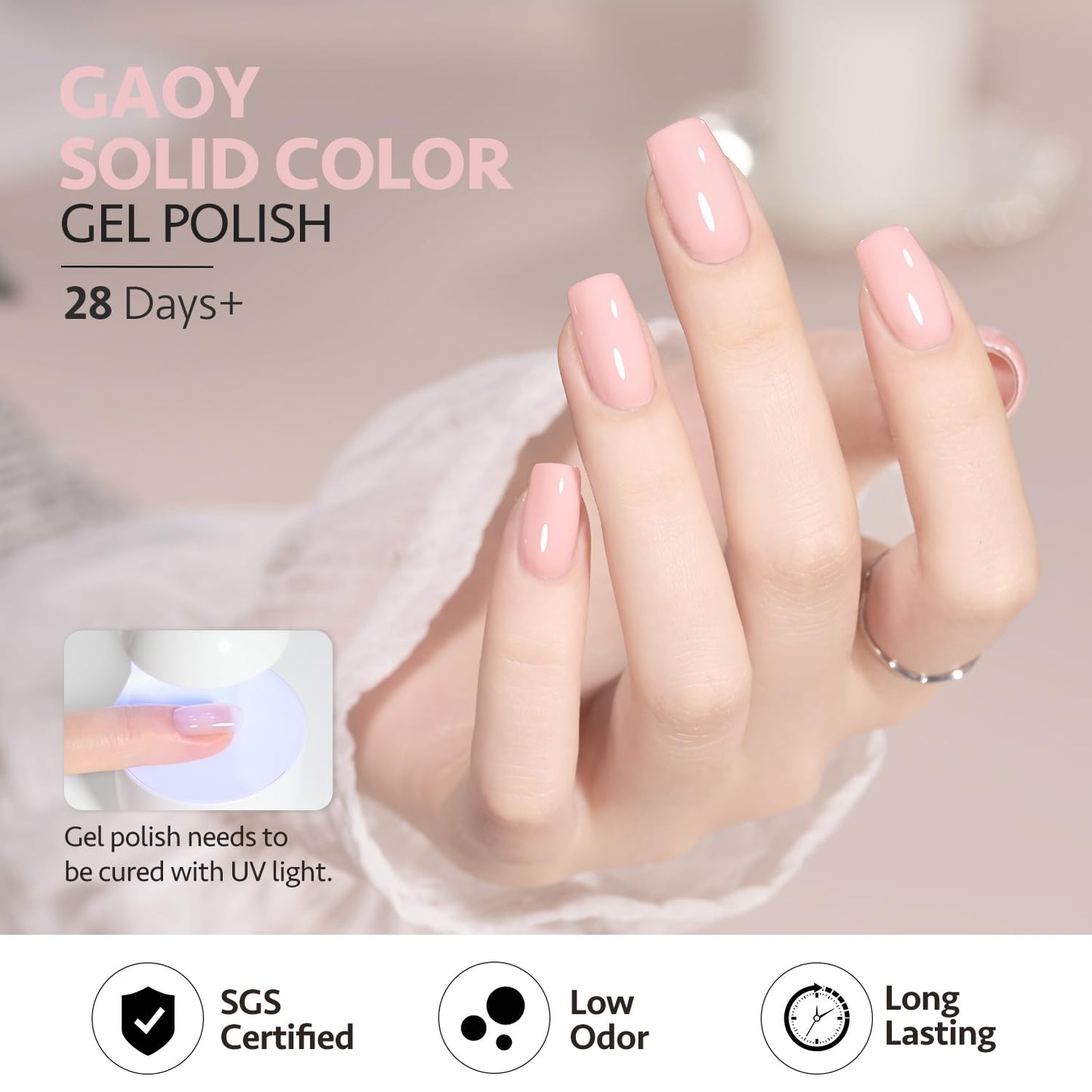 GAOY Pastel Pink Gel Nail Polish, 16ml Soak Off Gel Polish, UV Light Cure for Nail Art DIY Manicure at Home, 1998 Pink Pancake