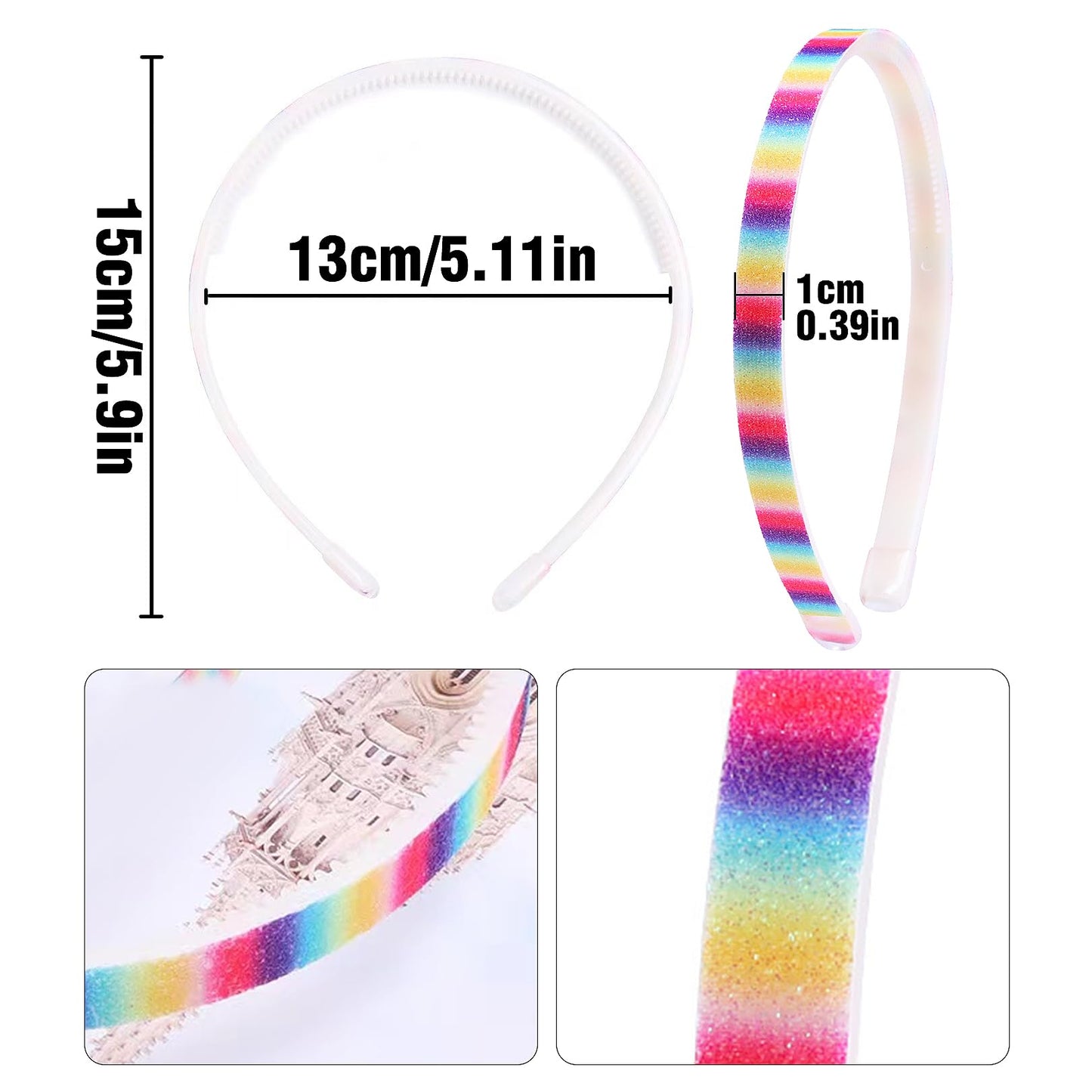 LGBT Rainbow Pride Headbands for Women, Men, and Girls - 2Pcs Non-Slip Thin Plastic Hair Bands, Head Boppers, and Hair Accessories