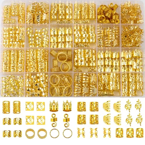 300 Pcs Gold Hair Cuffs Clips for Braids - 12 Styles