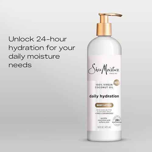 SheaMoisture Daily Hydration Body Lotion with 100% Virgin Coconut Oil, Shea Butter, Coconut Milk and Pro-Ceramides, Quickly Nourish & Soften Skin, 24H Moisturizing 16 oz
