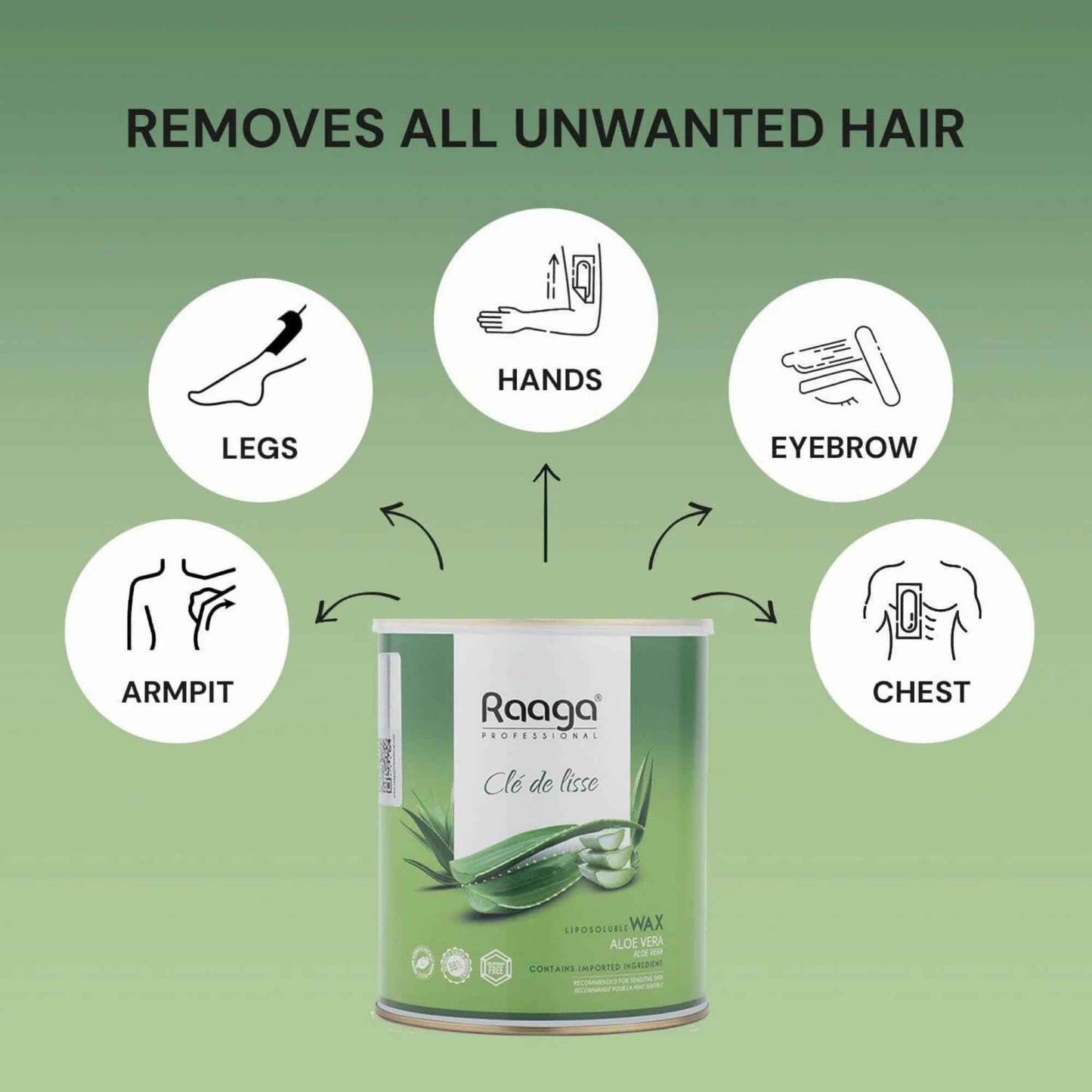 Raaga Professional Aloe Vera Liposoluble Body Wax | Soft Wax for Hair Removal | Gently Removes Unwanted Hair & Tan | Soothes & Hydrates Skin | For Sensitive Skin | 27.05 Fl Oz/800ml