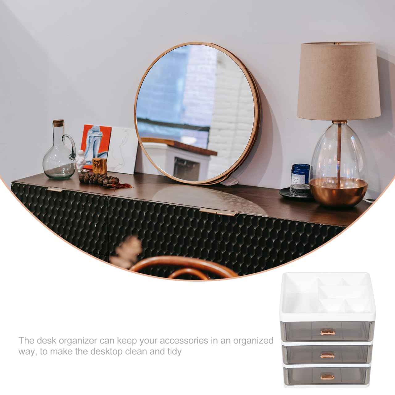 HOLIDYOYO Countertop Cosmetic Organizer Box with Transparent Drawers Multi-Layer Makeup Storage for Skincare Office Supplies Bedroom and Bathroom