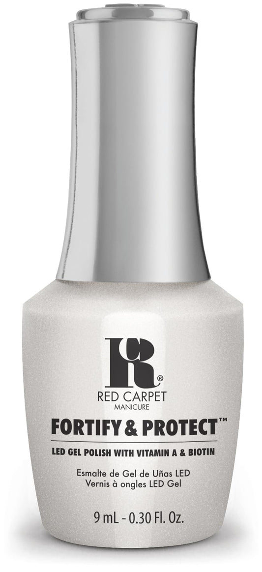 Red Carpet Manicure Fortify & Protect White Shimmer Gel Polish for Strong, Healthy Nails - Infused with Vitamin A & Biotin - (Alpine Attitude) Led Nail Gel Color, 0.3 Fl Oz