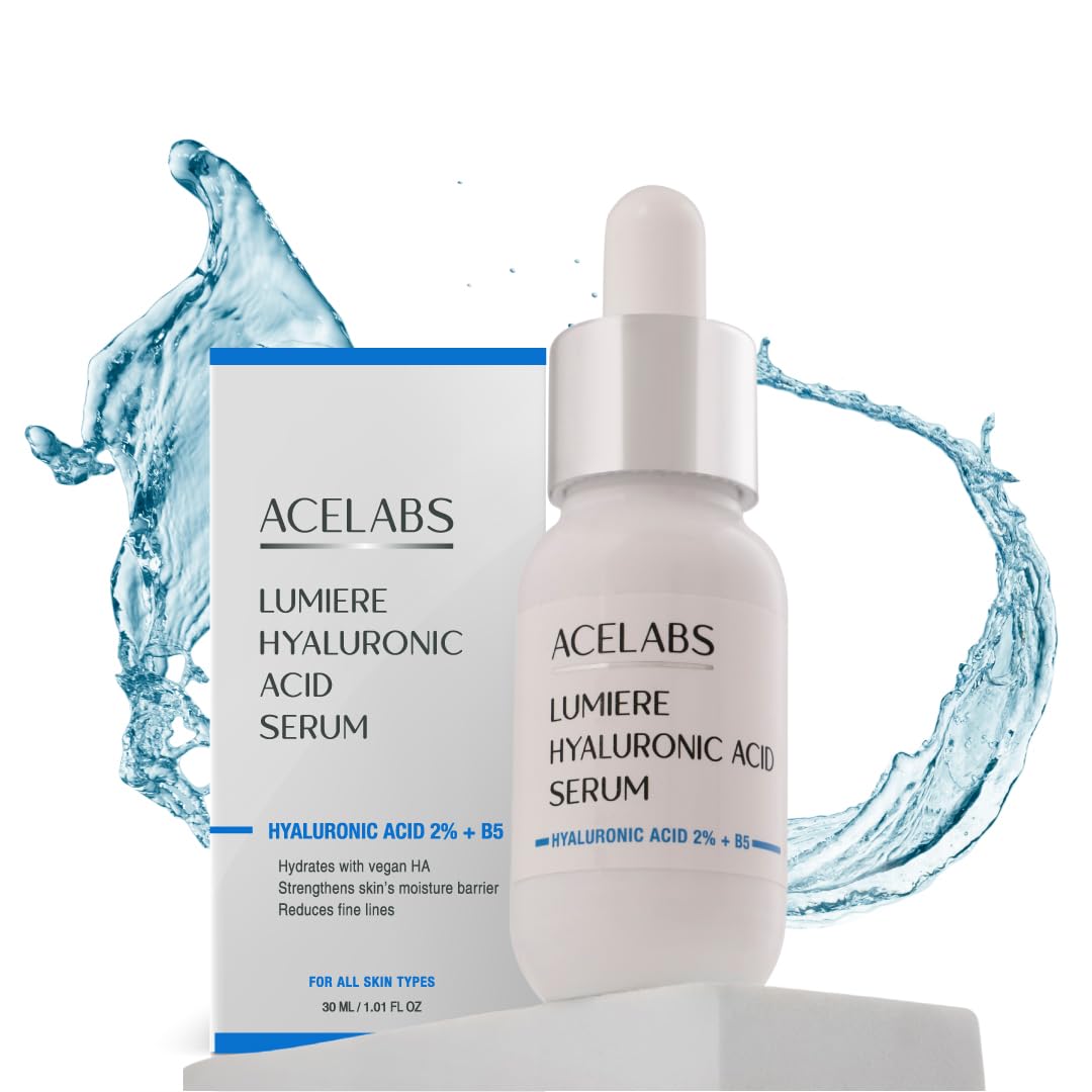 ACELABS Hyaluronic Acid Serum 2% +Vitamin B5 for Face | Hydrates,Visibly Plumps Skin| All Skin Types | With 8 types of Hyaluronic Acid for Skin Moisture and Anti Aging | Hydrating Serum 1.01oz