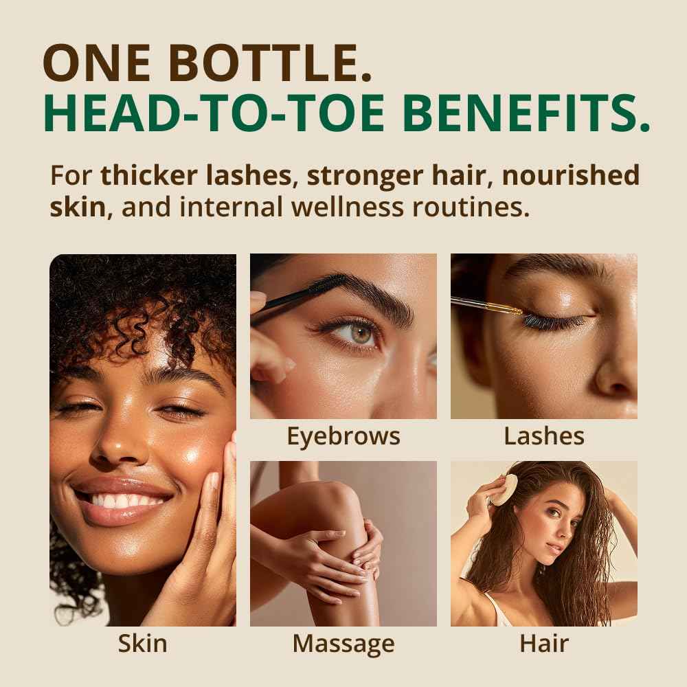 RejuveNaturals Castor Oil (16oz Glass Bottle) USDA Certified Organic, 100% Pure, Cold Pressed, Hexane Free. Boost Hair Growth for Thicker, Fuller Hair, Lashes & Eyebrows.