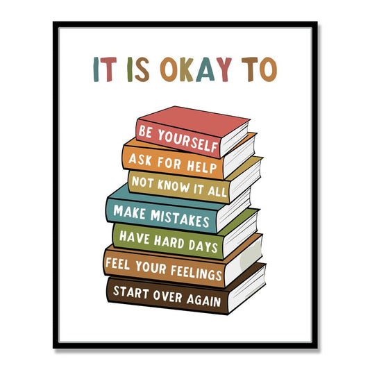 It Is Okay To Feel, Boho Classroom Decor, My Feelings, Classroom Poster, Educational Wall Art, Be Yourself, Playroom Wall Art Decor, School Counselor, Therapy Office Decor, No Framed (8x10 INCH)