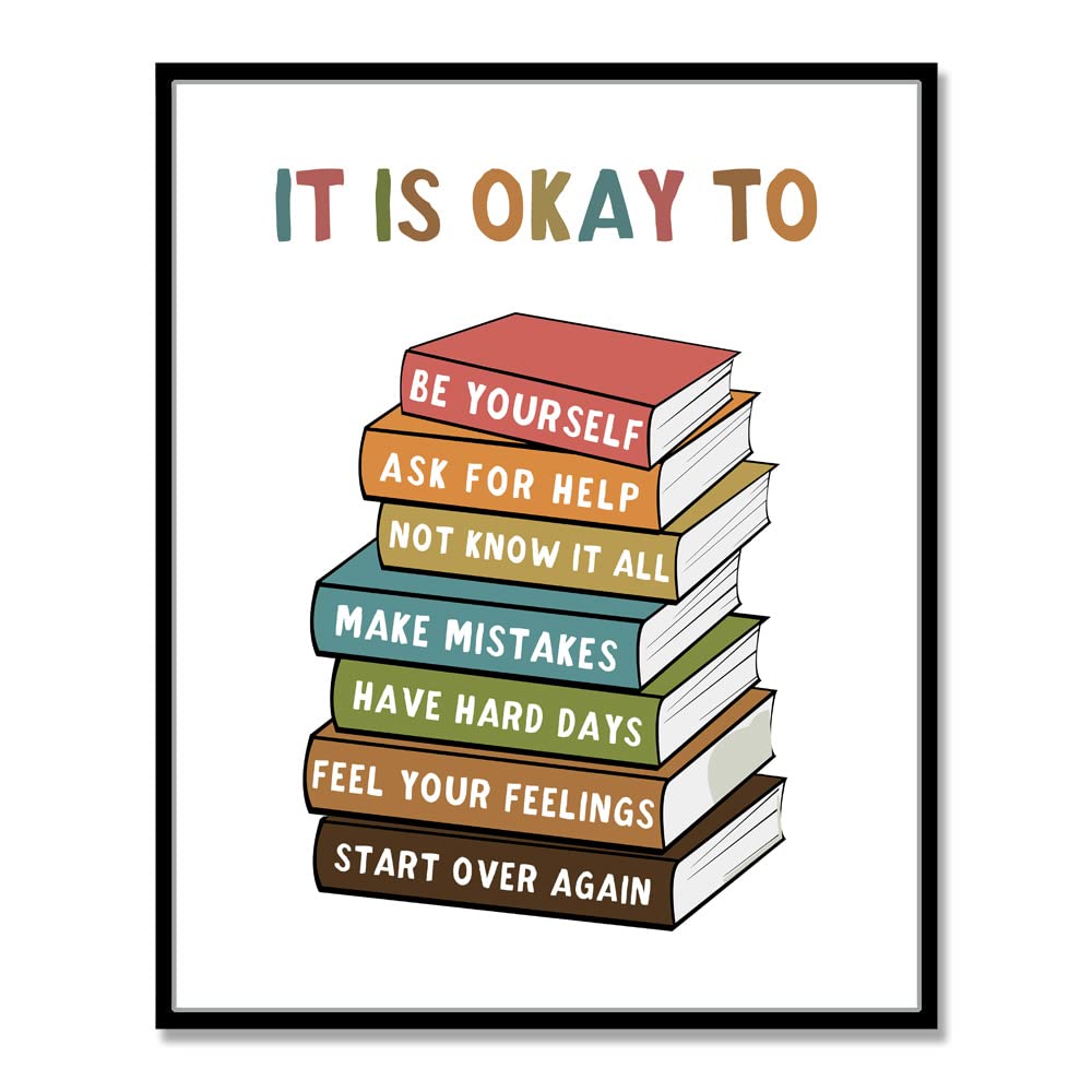 It Is Okay To Feel, Boho Classroom Decor, My Feelings, Classroom Poster, Educational Wall Art, Be Yourself, Playroom Wall Art Decor, School Counselor, Therapy Office Decor, No Framed (11x14 INCH)