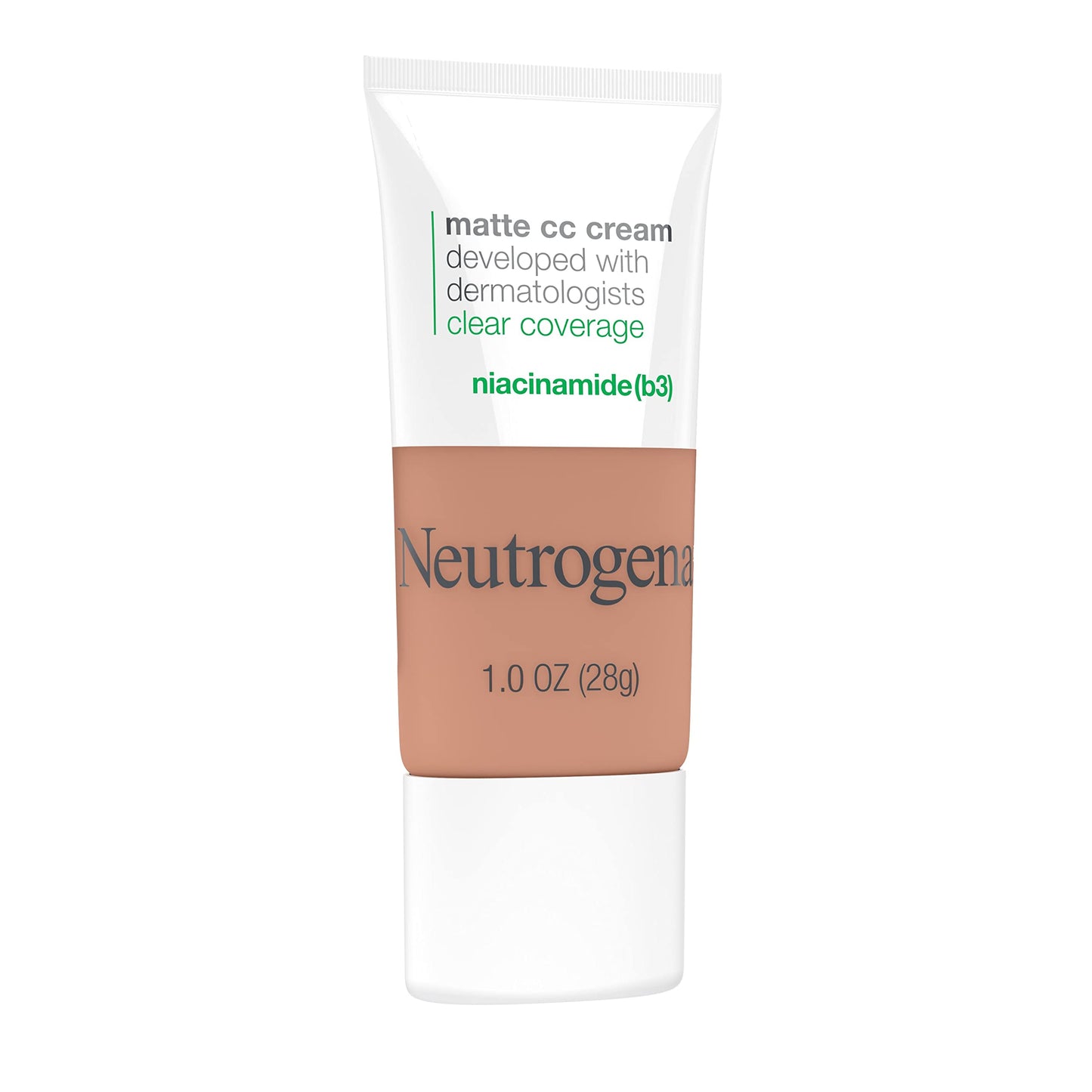 Neutrogena Clear Coverage Flawless Matte CC Cream, Full-Coverage Color Correcting Cream Face Makeup with Niacinamide (b3), Hypoallergenic, Oil Free & Fragrance Free, Toast, 1 oz