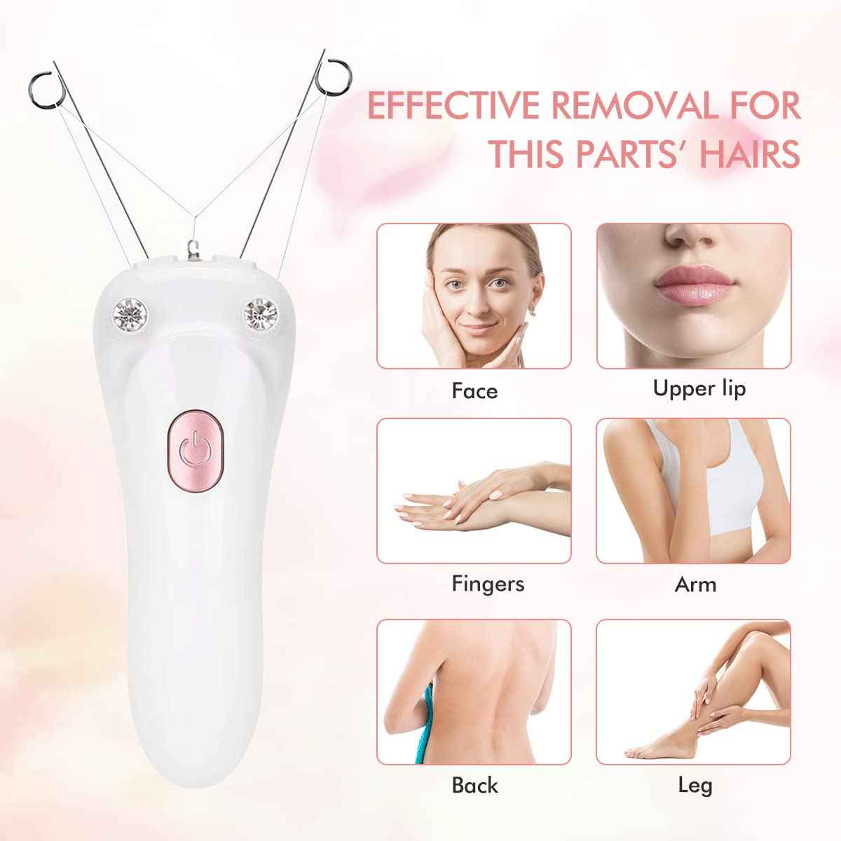 Facial Hair Remover, Electric Women Cordless Facial Threading Epilator Ladies Beauty Hair Remover USB Rechargeable Facial Trimmer Cotton Threading Hair Shaver