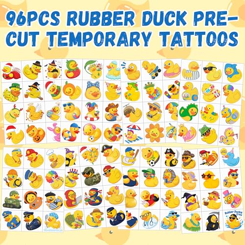96 Rubber Duck Temporary Tattoos - Party Favors & Stickers