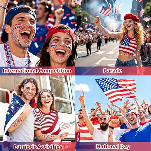 Patriotic Glitter Stick - Red White Blue Waterproof Face Body
