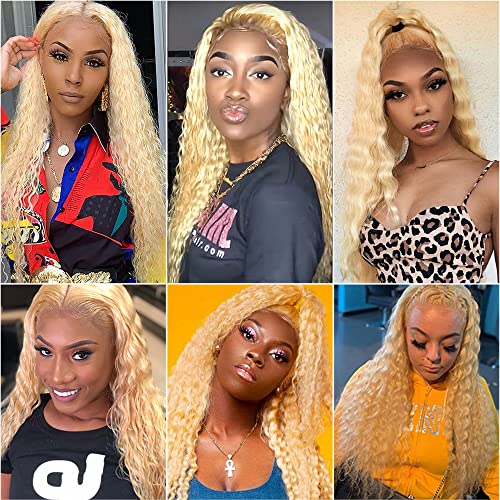 613 Blonde Kinky Curly Human Hair Bundles - 3 Pack, 22-26 Inch